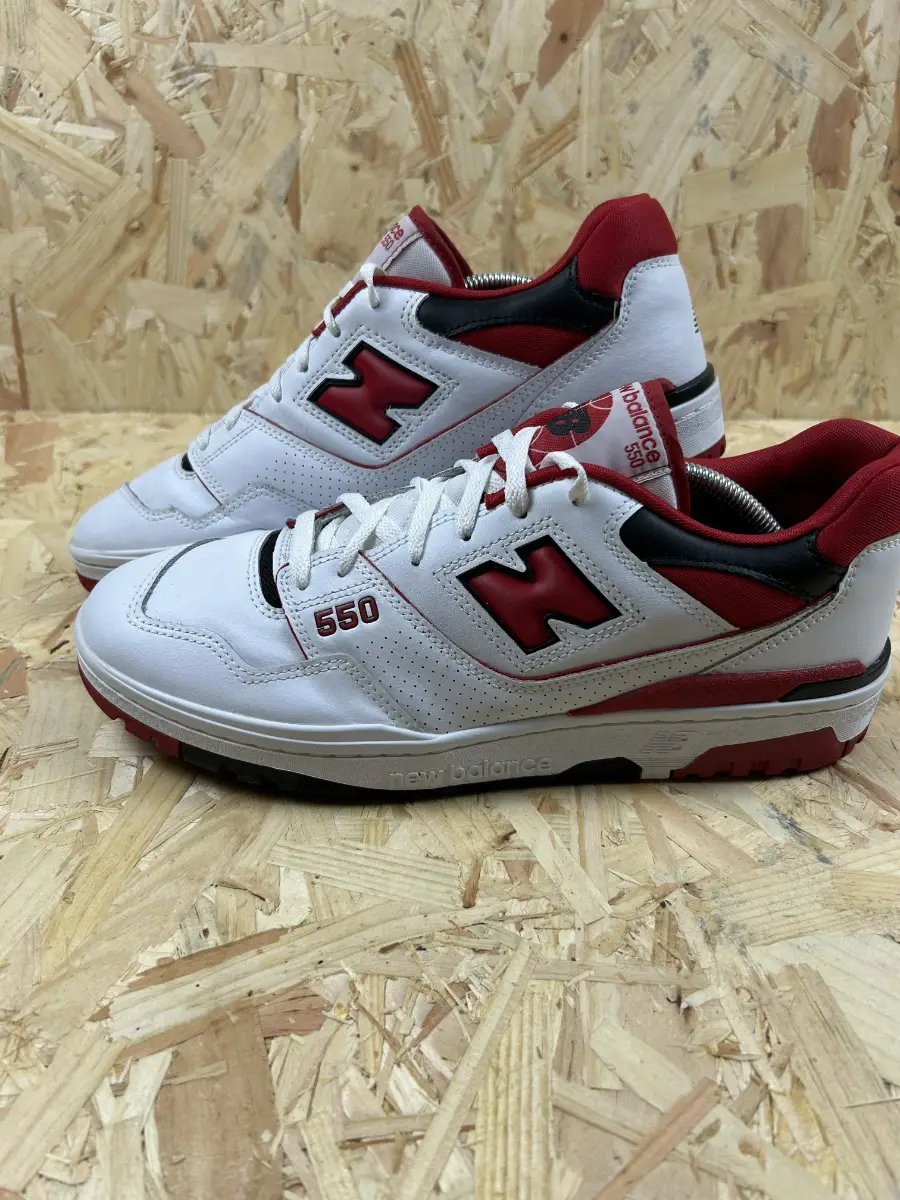 New Balance 550 White Team Red Black Trainers UK 11.5 EU 46.5