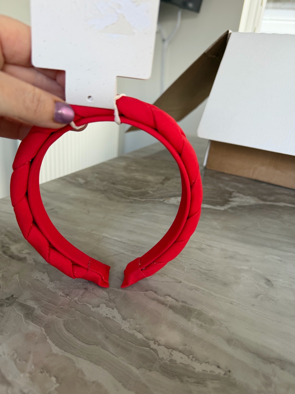 M and S red braided padded hairband bnwt