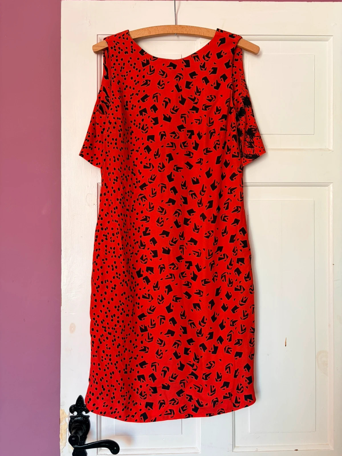 Manila Grace Red Black Abstract Print Dress IT 40 UK 12