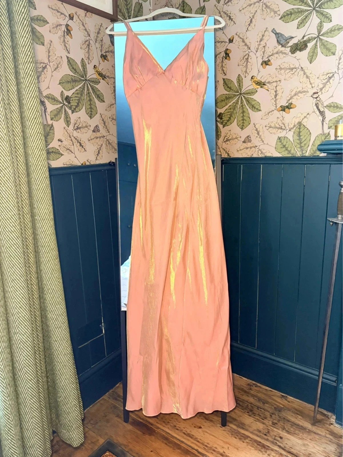 Vanessa Scott Italian Shimmer Maxi Dress | Pink/Gold | BNWT | Size M/L