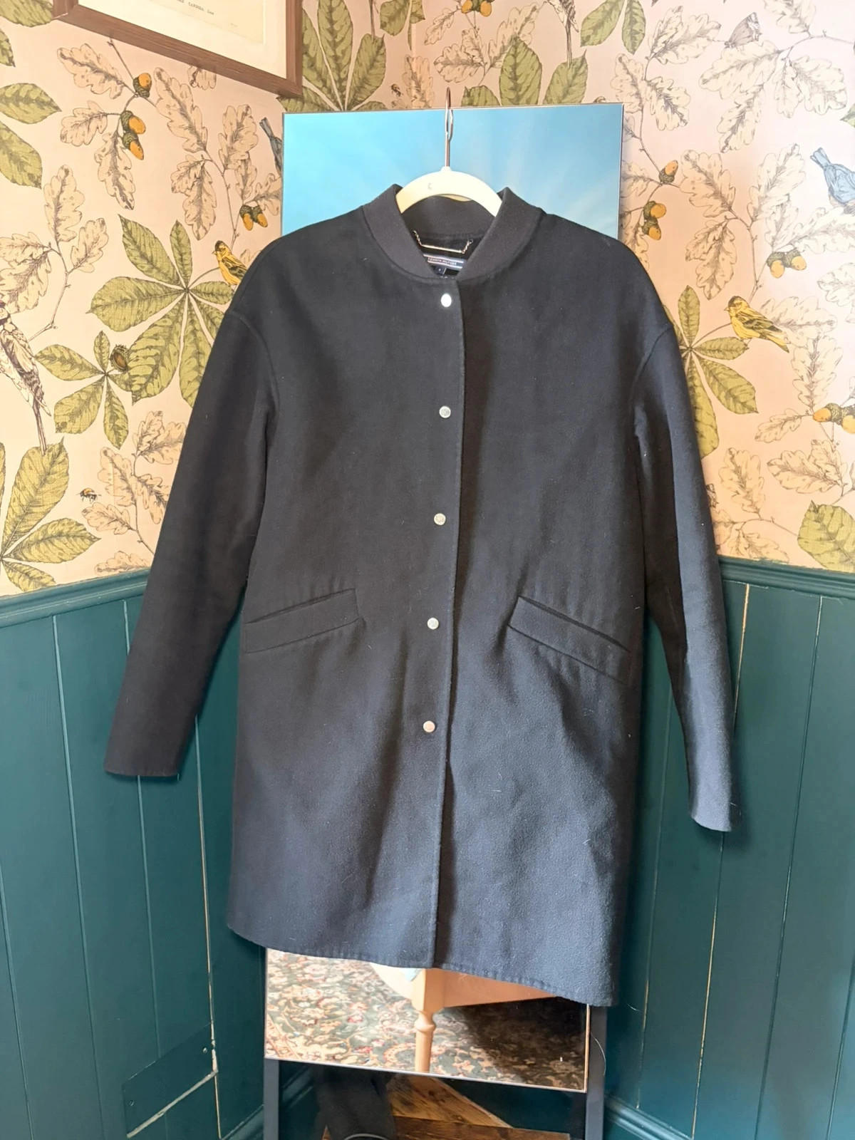 Tommy Hilfiger Black Wool Blend Coat | Size UK 8 | Double‑Faced Fabric | Relaxed