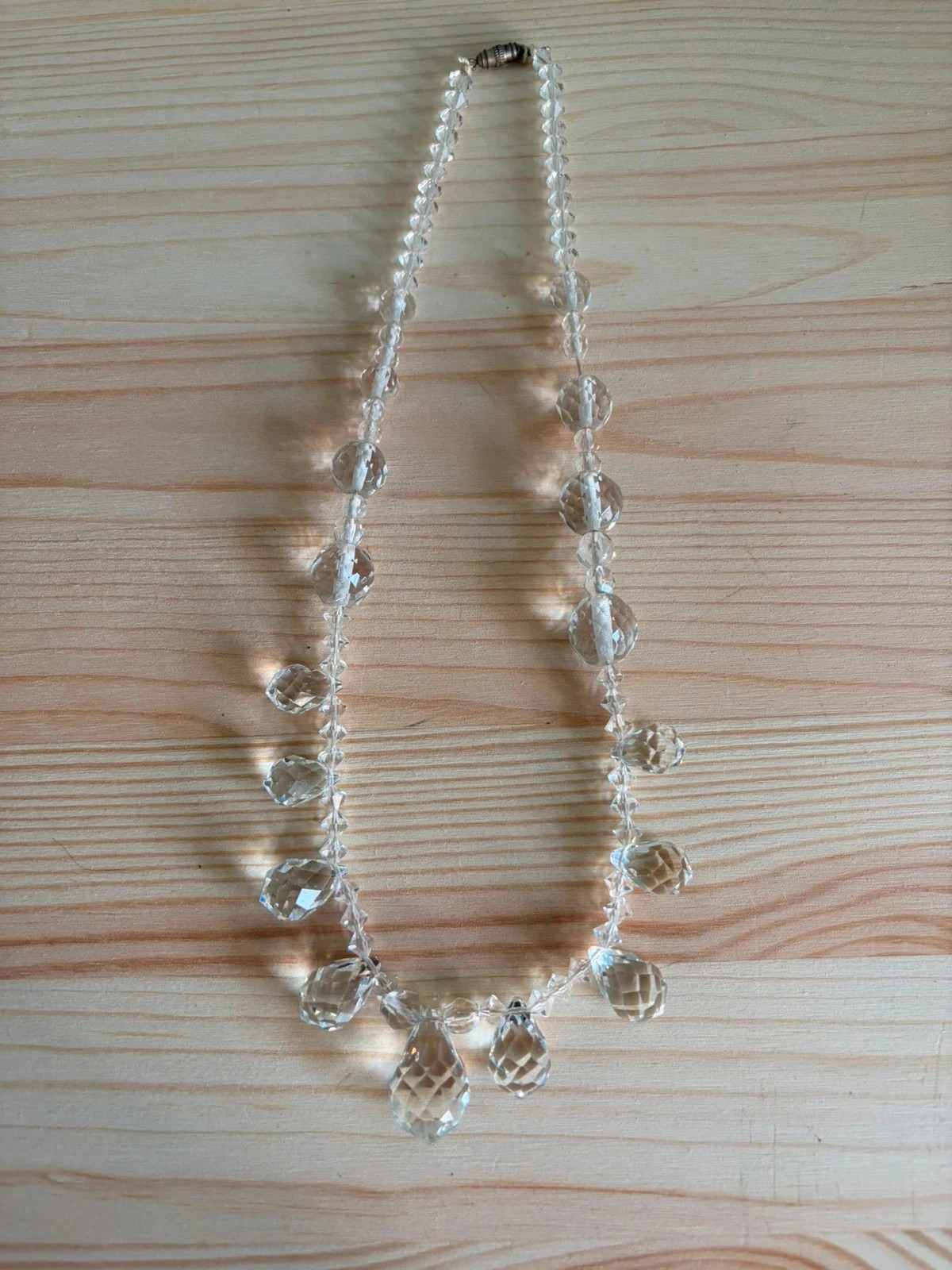 1920s Vintage Venetian Faceted Glass Necklace | Art Deco Style | New Clasp