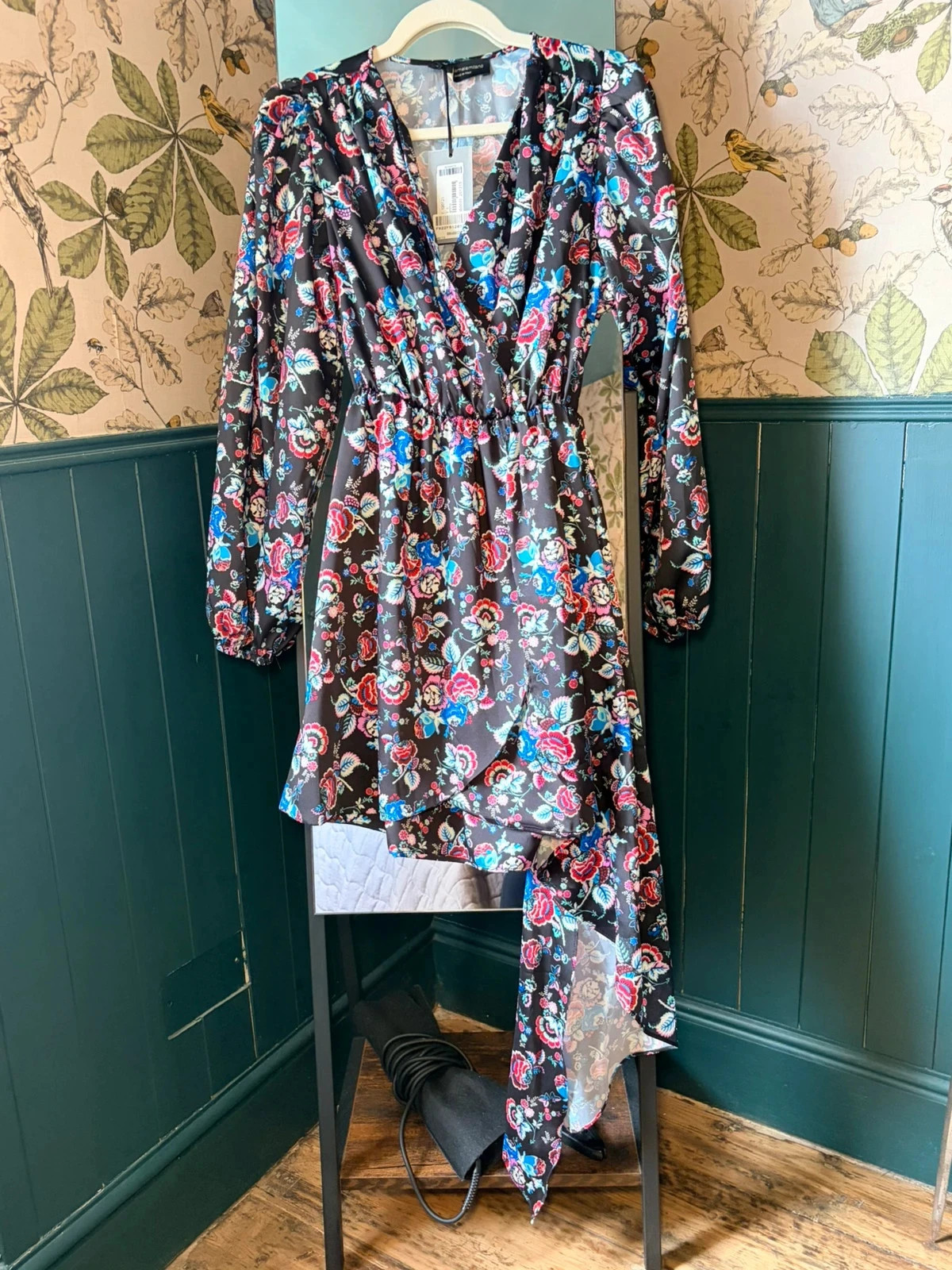 Angela Mele Milano Floral Wrap Dress | Size L / UK 14 | Asymmetric Hem | BNWT Party Boho