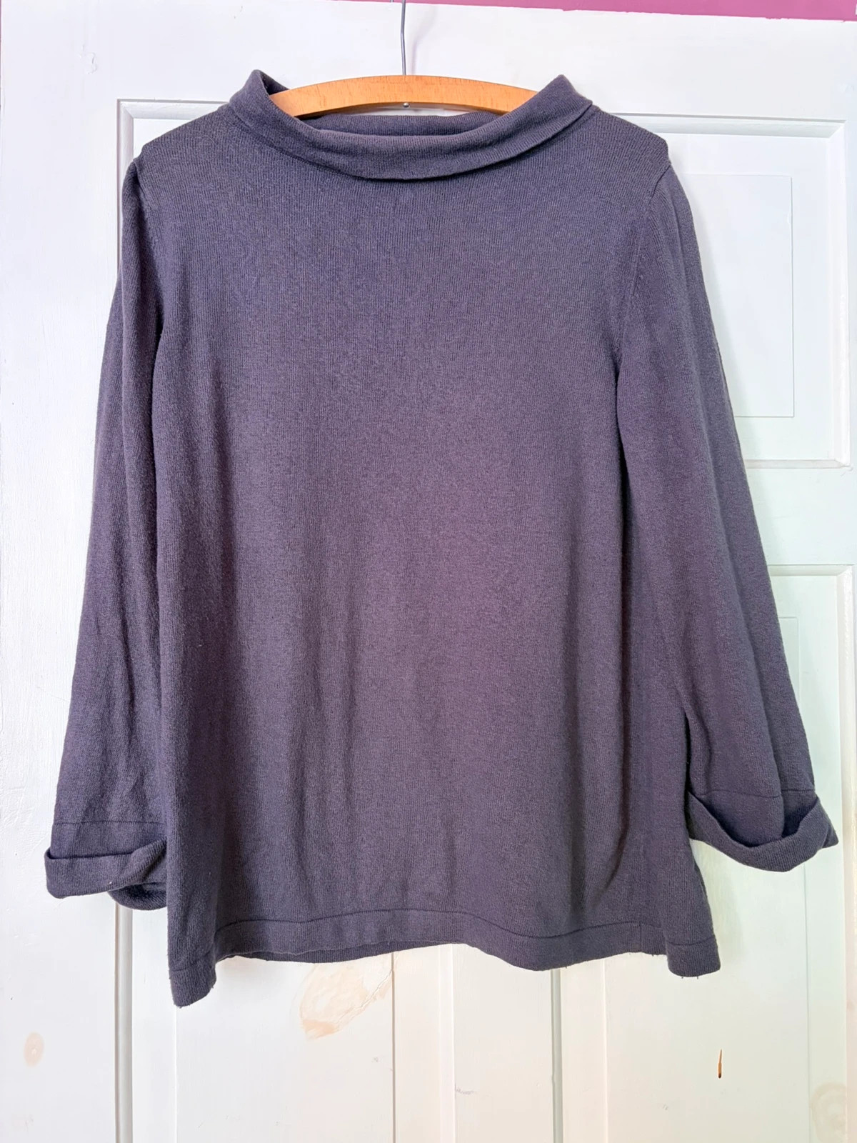 Boden Cashmere Blend Collared Jumper UK 14 Purple Grey