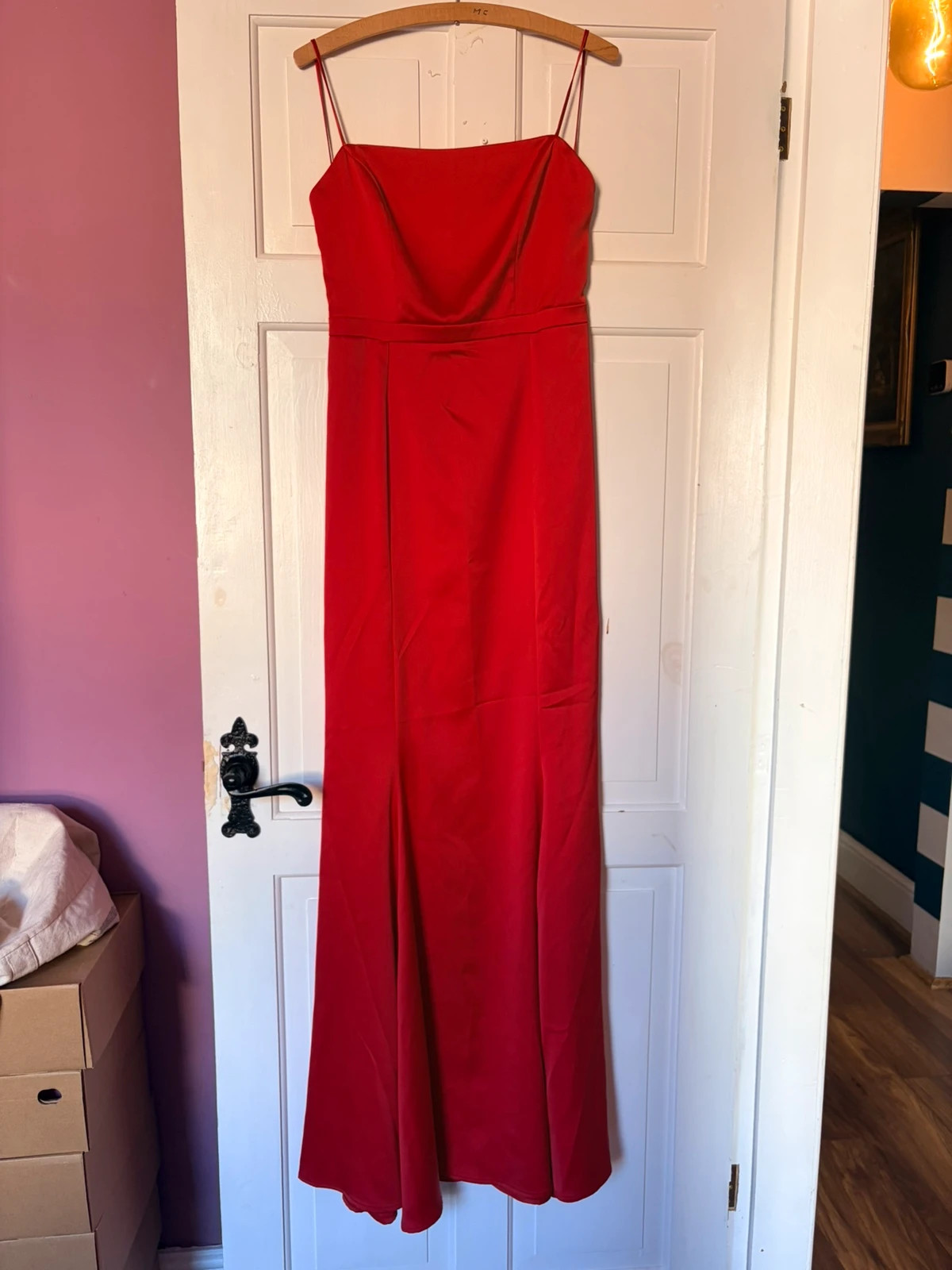 BNWT Feleppa Italian Red Satin Maxi Dress | UK 10 Wedding Guest Evening Gown RRP £160