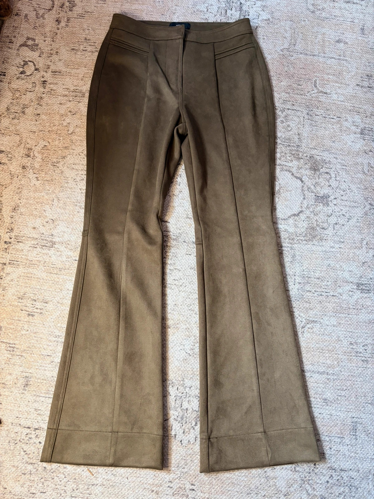 Next Khaki Faux Suede Bootcut Trousers UK 10R
