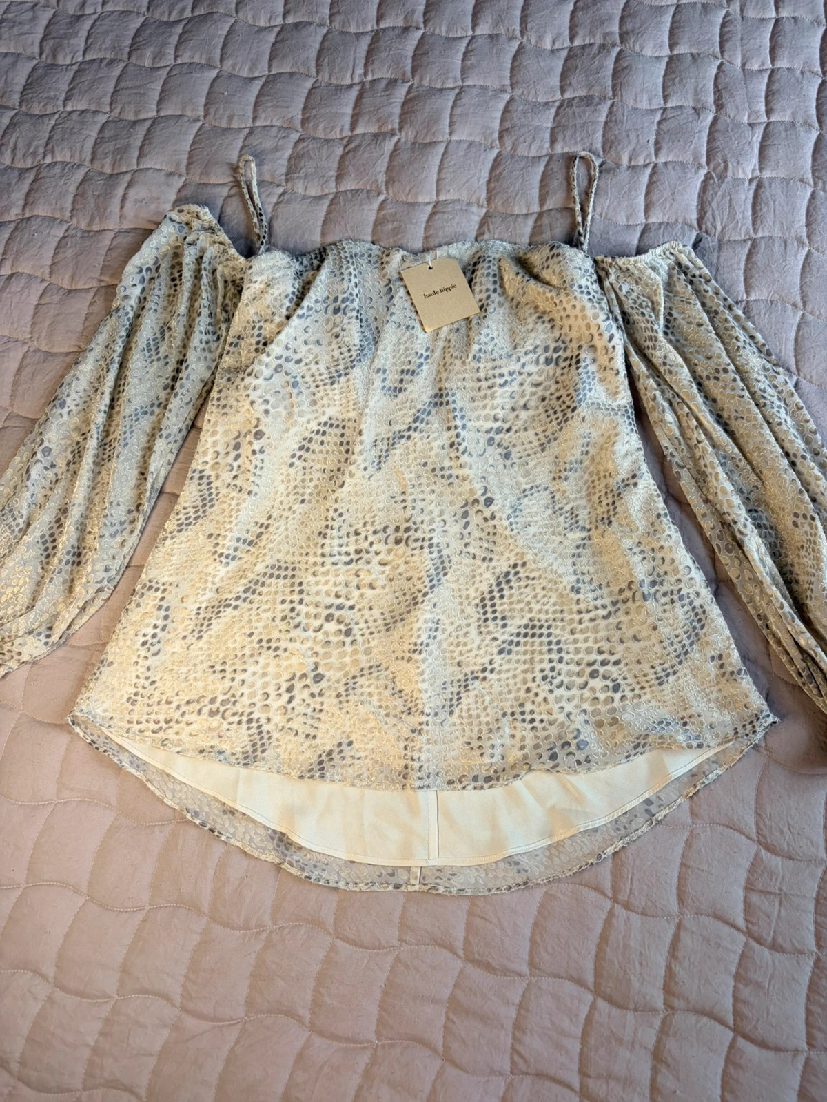 BNWT Haute Hippie Snake Print Off Shoulder Top | Size 0 / UK 6–8 | Burnout Velvet