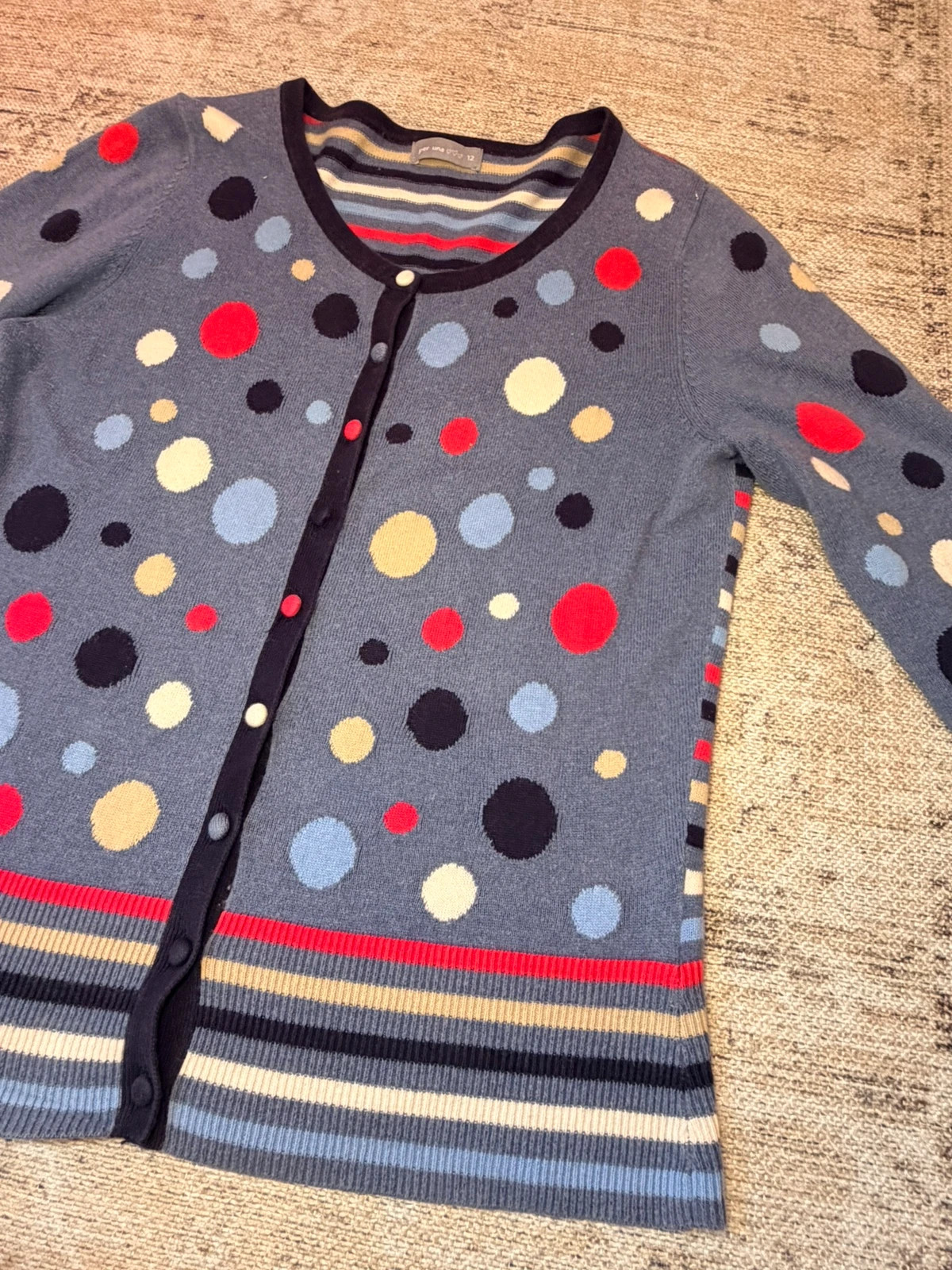 Vintage Per Una M&S Spotty Polka Dot Knitted Cardigan Size 12 Retro