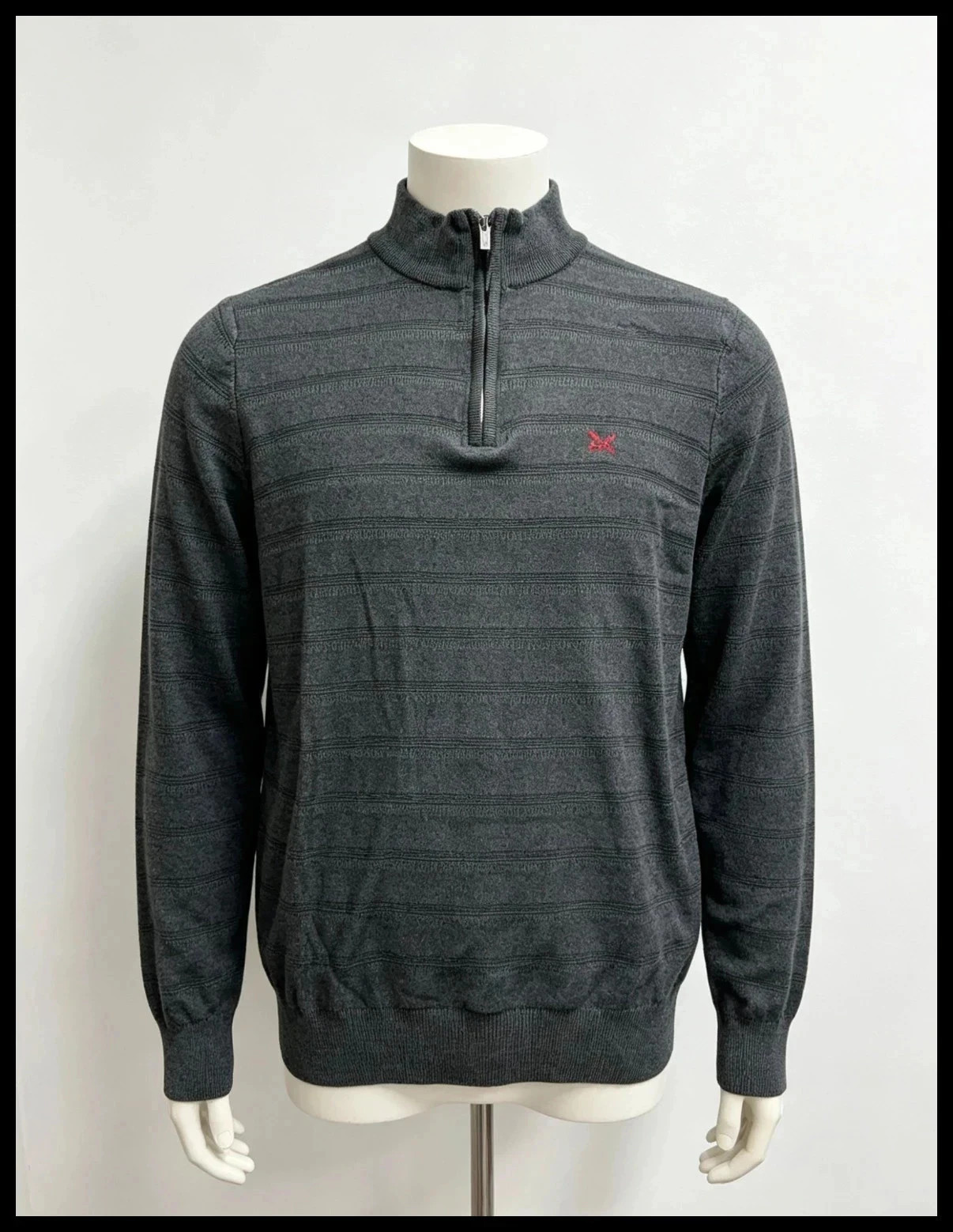 Crew Clothing charcoal half zip knit jumper size S bnwt cashmere silk blend soft