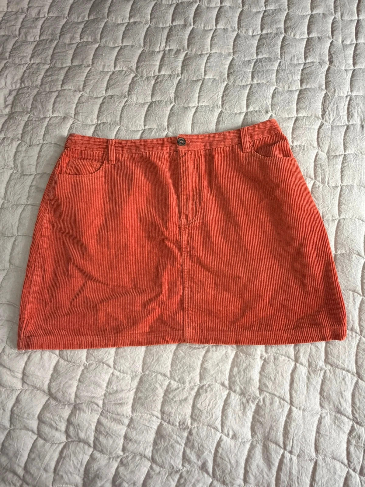 Garage Y2K Style Burnt Orange Corduroy Mini Skirt | Size UK 14