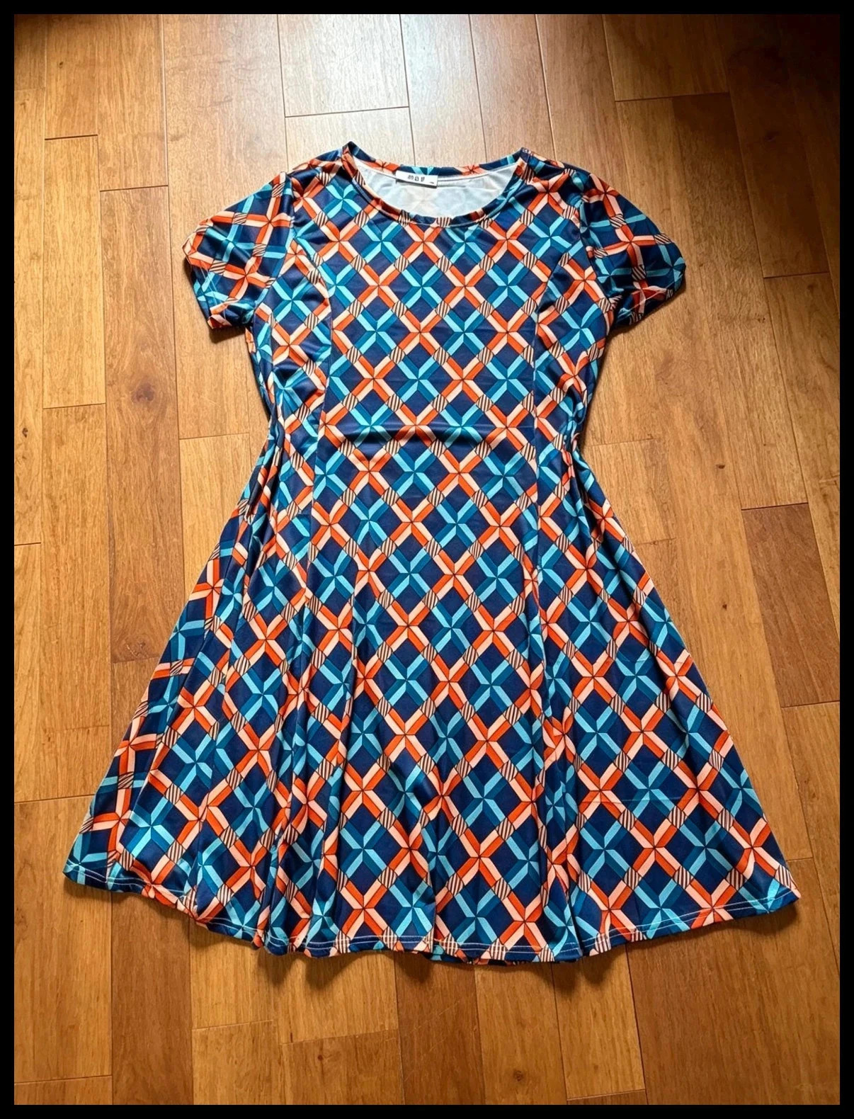 M&V Retro Geometric Skater Dress | Size M/L (UK 12–14)