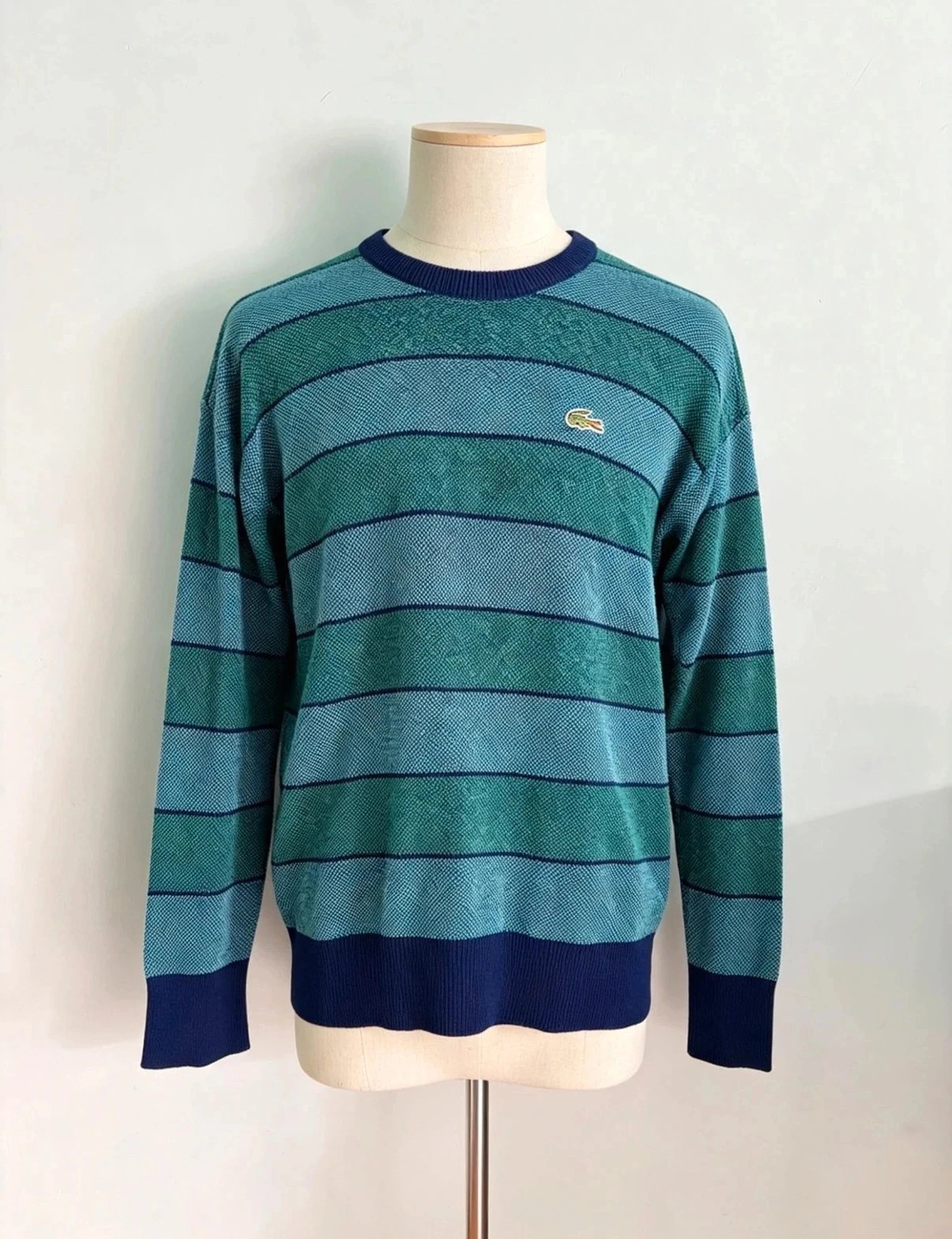 Vintage Chemise Lacoste Striped Wool Blend Jumper | Size 5 (L) | Made in France