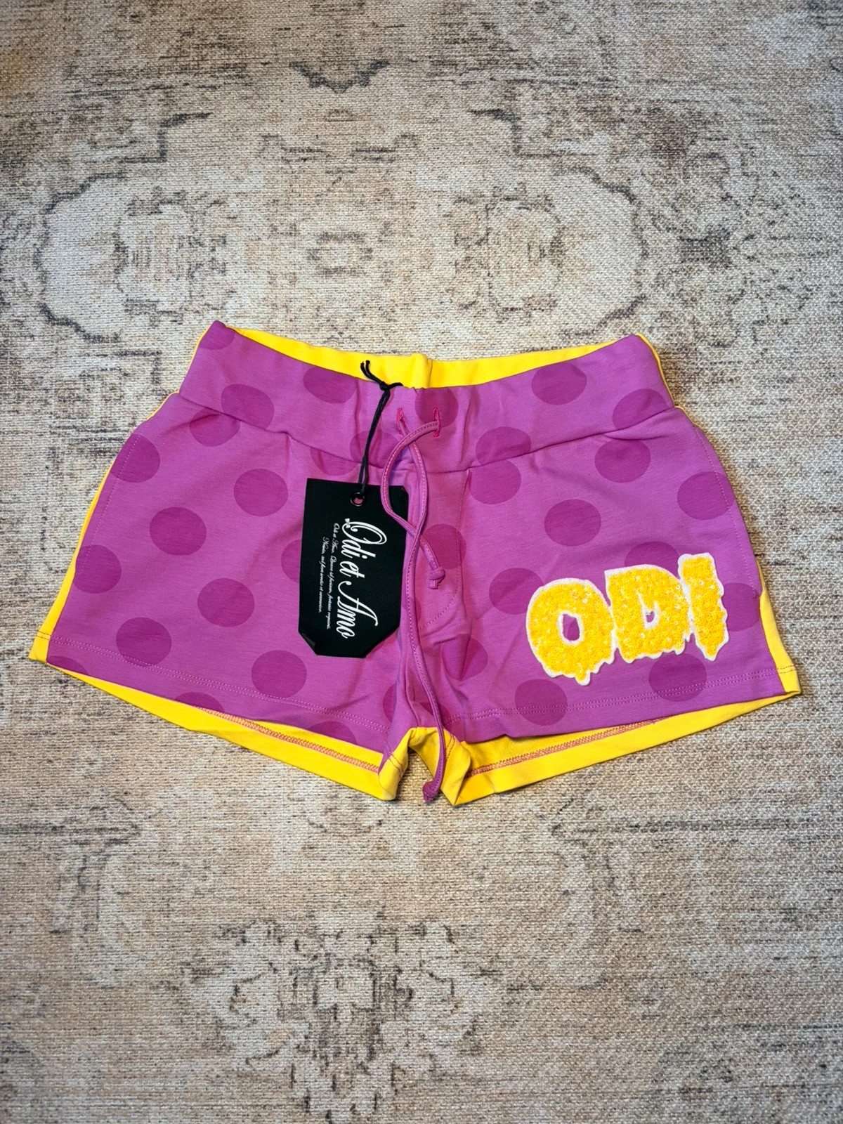 Y2K Odi et Amo Pink Yellow Bicolour Shorts NWT Deadstock S