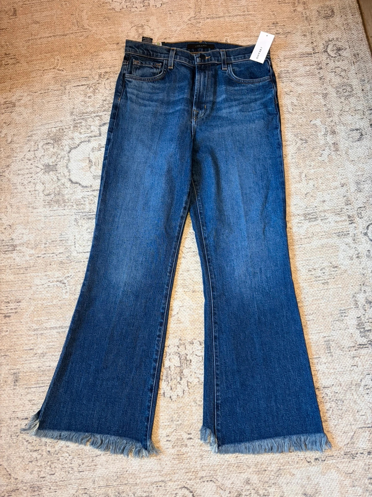 J Brand Julia High Rise Flare Jeans W29 NWT Dark Indigo Raw Hem