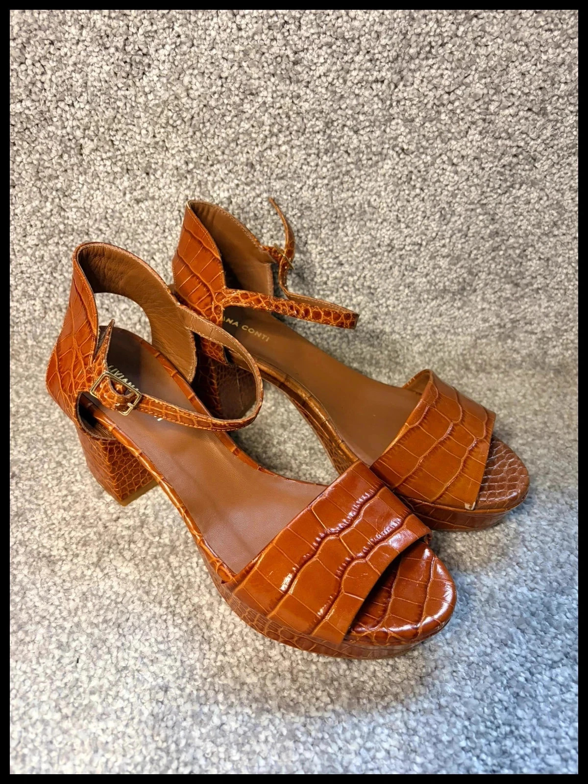 Liviana Conti Croc Leather Platform Heels UK6 New Unworn Minor marks Luxury Designer