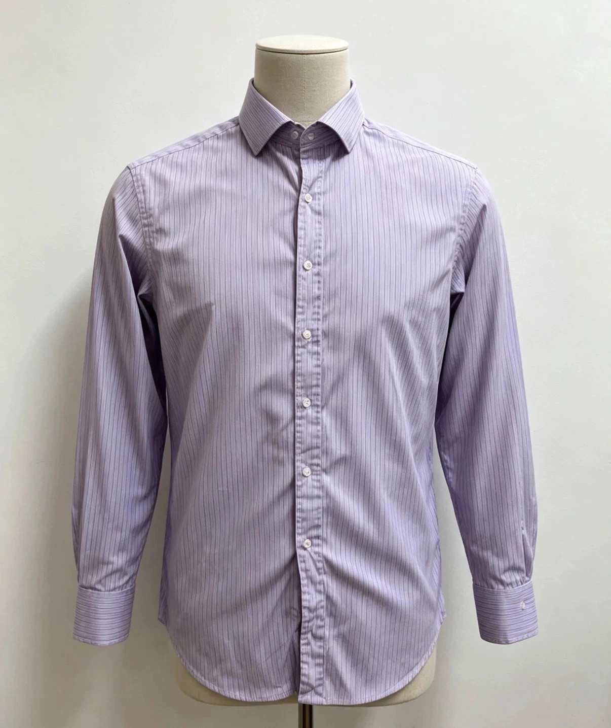 Polo Ralph Lauren Regent Classic Fit Shirt 16 32/33 Purple Stripe Long Sleeve Smart Formal Size L