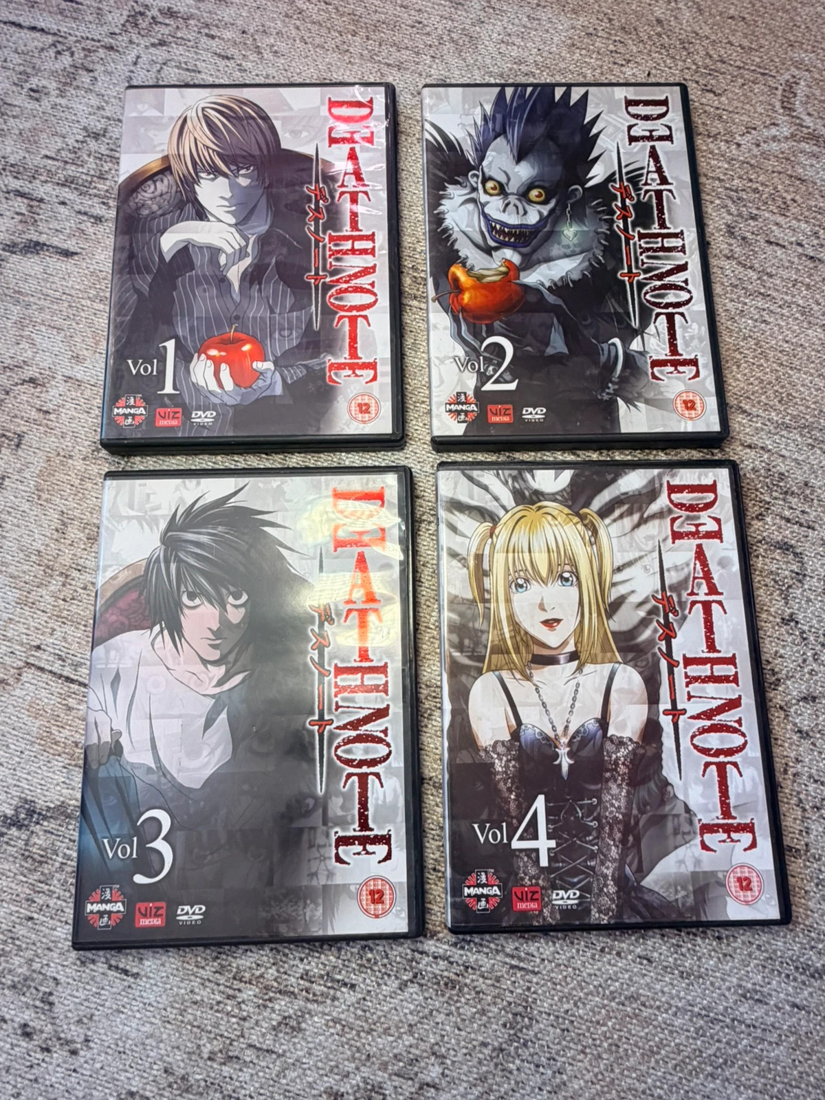 Death Note Anime DVD Complete Set Vol 1-4 Episodes 1-28 Manga VIZ Media