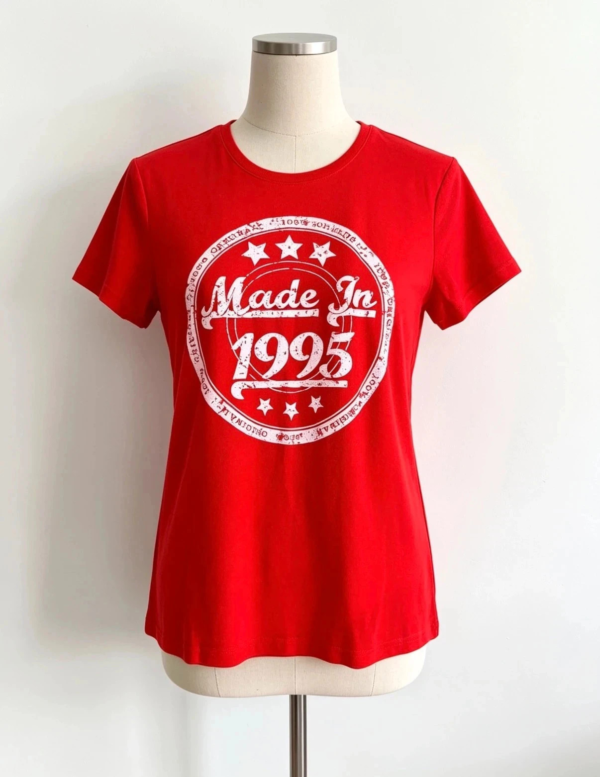 Stedman Red Made In 1995 Graphic T‑Shirt Size L 100% Cotton Tee Vintage Style Comfort Fit