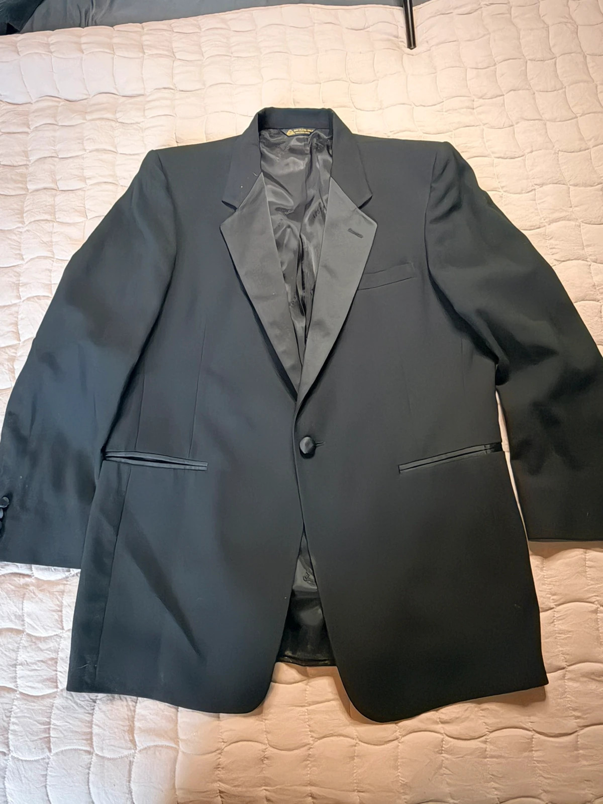 Vintage Saks Fifth Avenue Adolfo Wool Tuxedo Jacket | 42R Black Formal Blazer