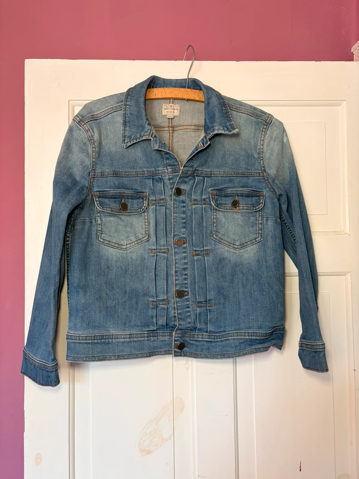 French Connection Vintage Denim Jacket Womens UK 10 Y2K