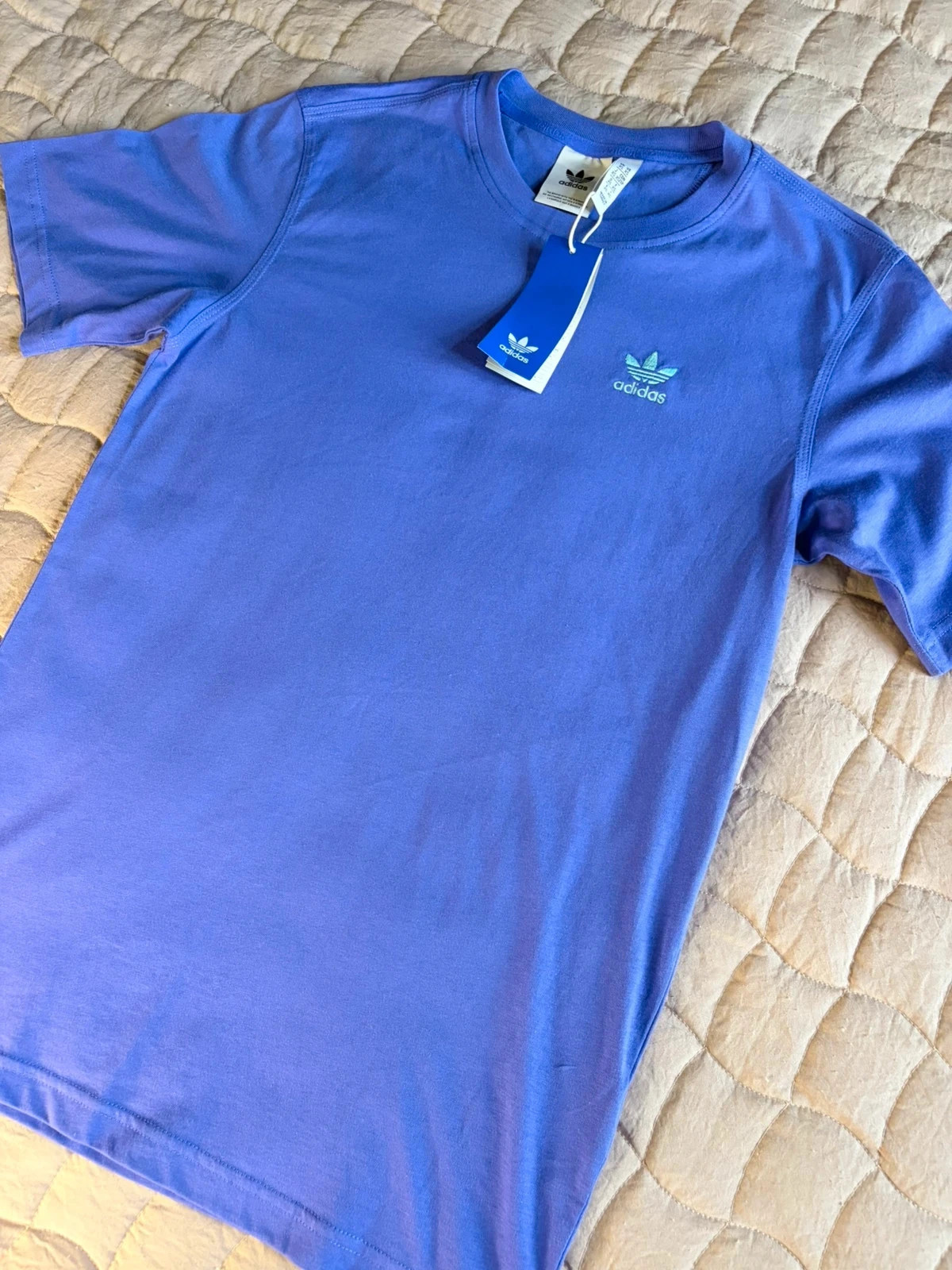 BNWT Adidas Originals Purple T‑Shirt | Size UK XS | Embroidered Trefoil Logo Streetwear
