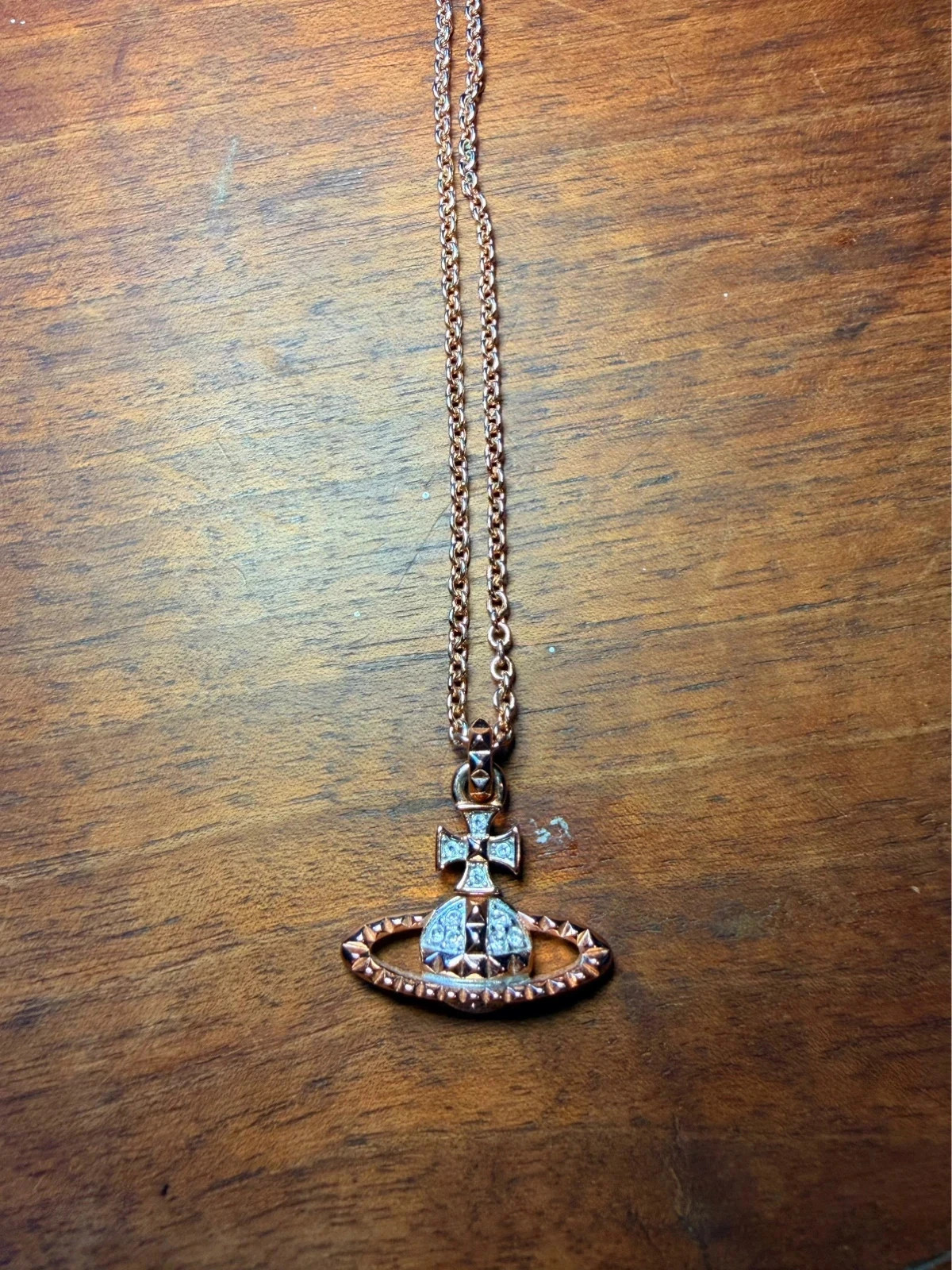 Vivienne Westwood Rose Gold Orb Necklace | Crystal Studded Pendant