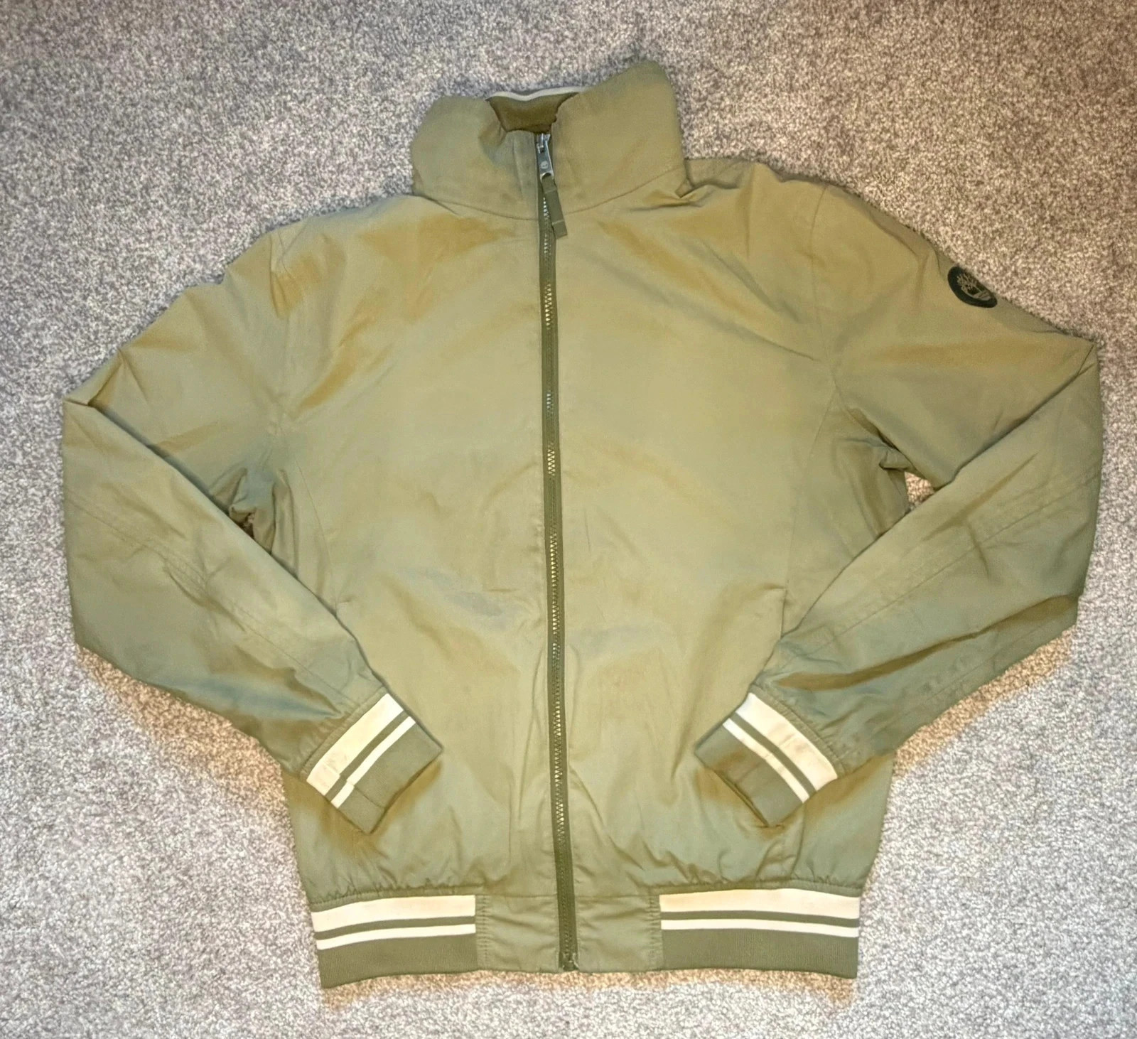 Timberland Waterproof Bomber Jacket Mens Size S Khaki Green Harrington Coat