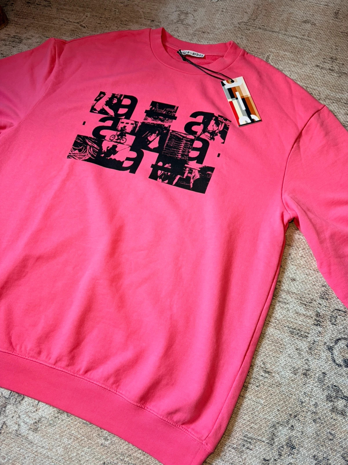 Artica-Arbox Designer Pink Graphic Oversized Sweatshirt Crewneck NWT M Y2K Streetwear