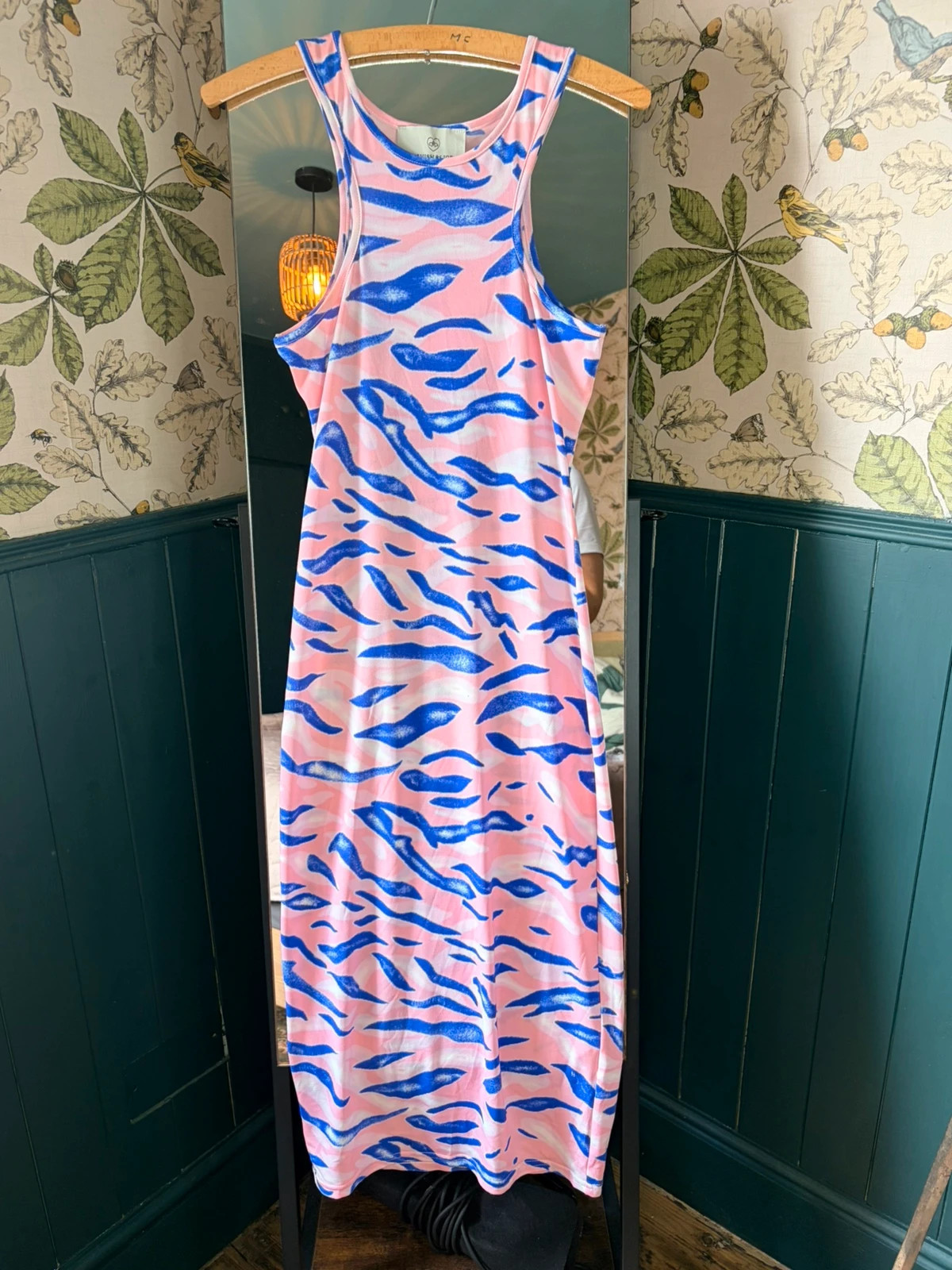Lavish Alice Zebra Print Racerback Midi Dress | Size UK 10 | Bodycon Stretch Party Statement