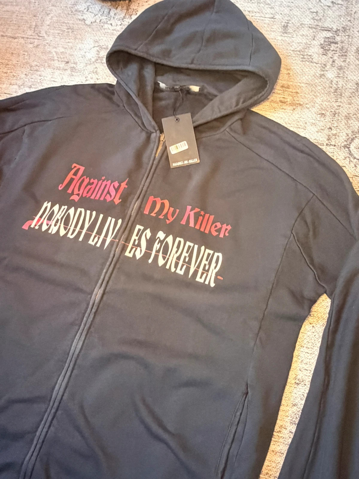 Against My Killer Zip Hoodie | Size XL | Black Graphic | BNWT Premium Streetwear RRP £75