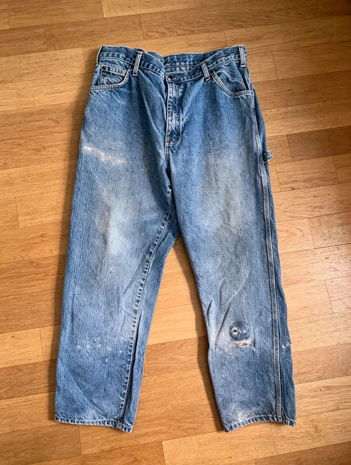 Dickies Vintage Carpenter Jeans W40 L32 · Mid Blue Distressed Worn In Workwear 40”
