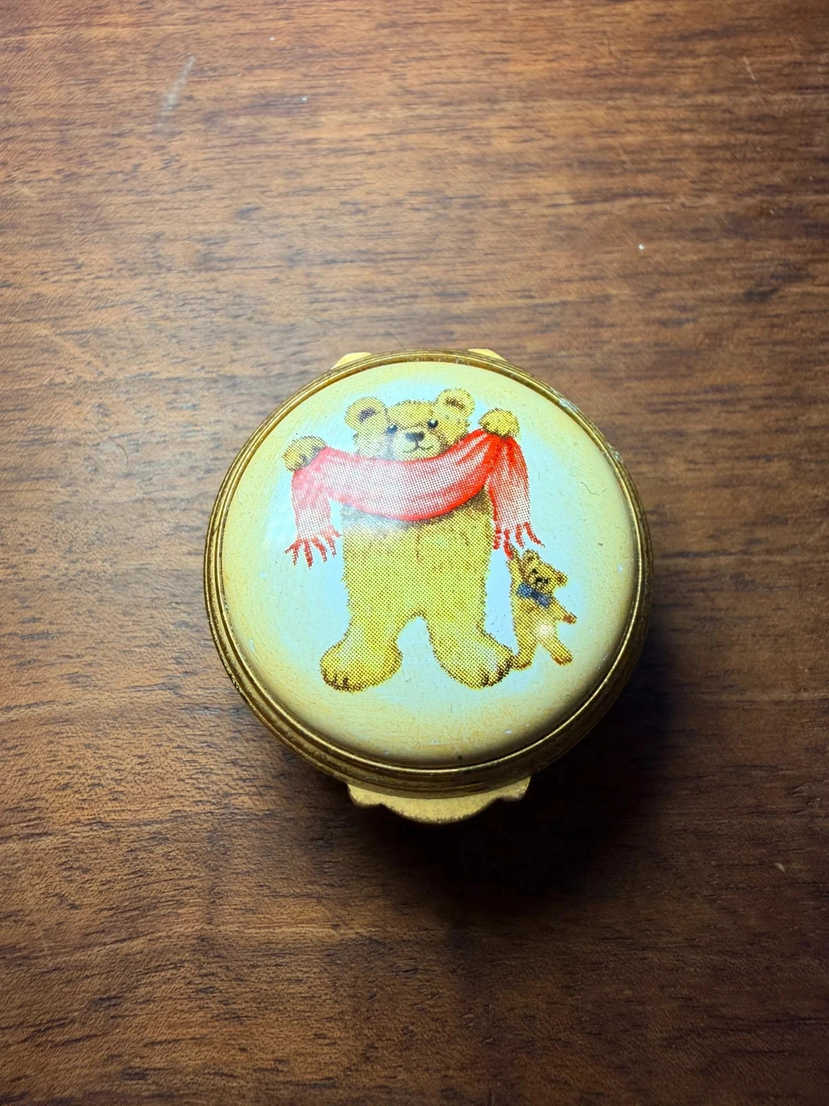 Ashley Copper Enamels Trinket Box | Teddy Bear Design | Vintage
