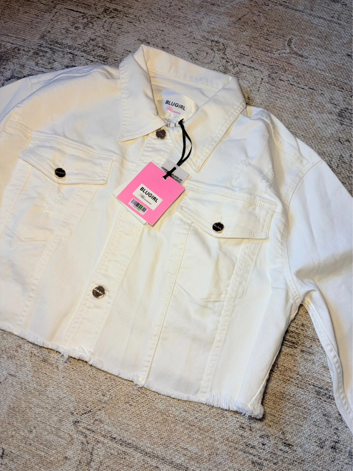 Blugirl by Blumarine Y2K Style White Cropped Denim Jacket UK 16 NWT