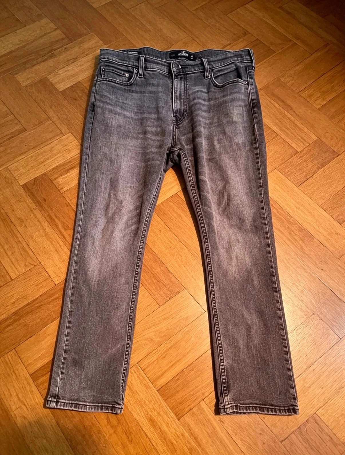 Hollister Slim Straight Epic Flex Jeans Faded Grey Black W34 L30