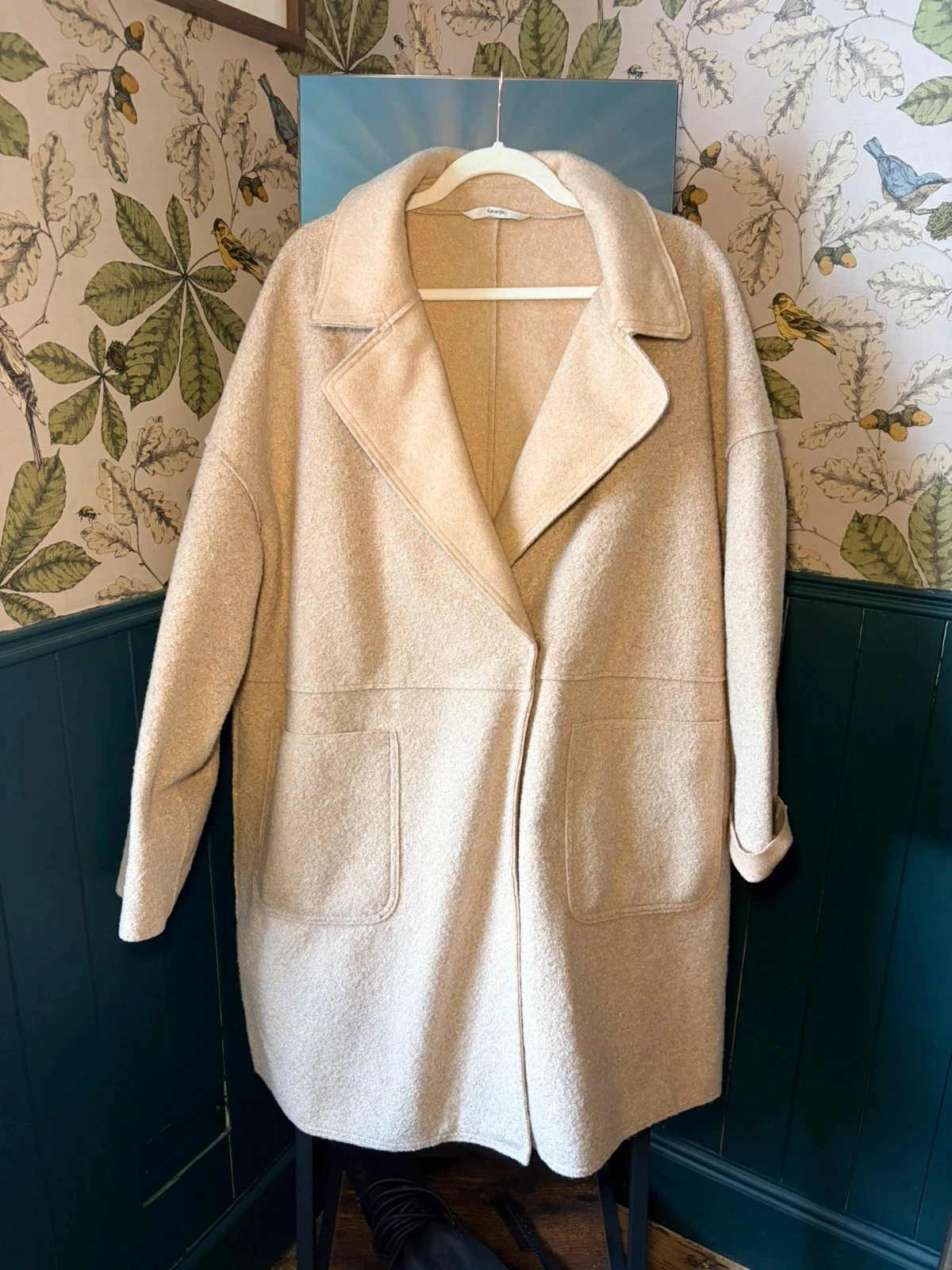 George Camel Oversized Coat | Size UK 16–18 | Soft Fleece | Relaxed Fit