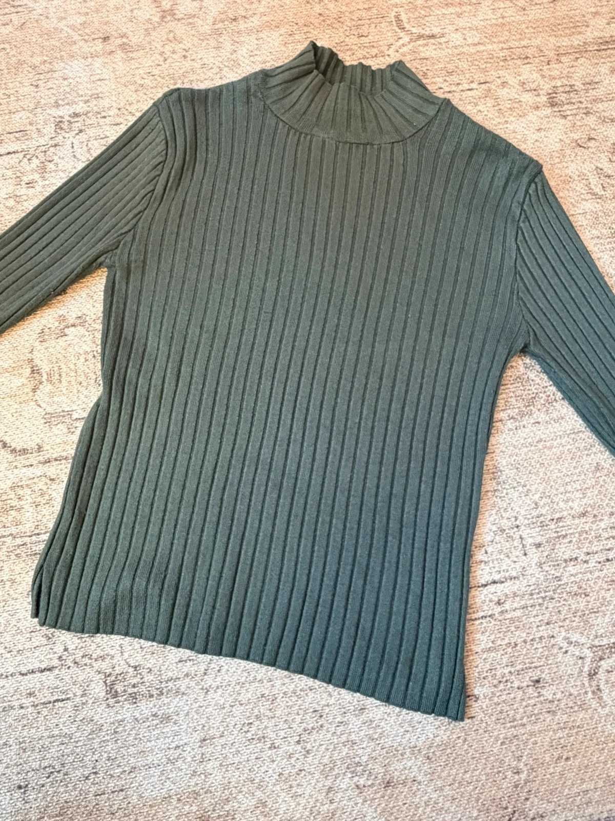 Pull&Bear Green Ribbed High Neck Jumper Top Size M | Y2K