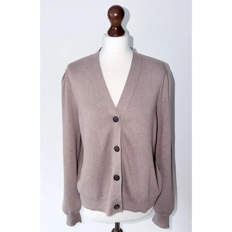Whistles Neutral Puff Balloon Sleeve Button Cardigan Size XL UK 20-22 RRP £99.00