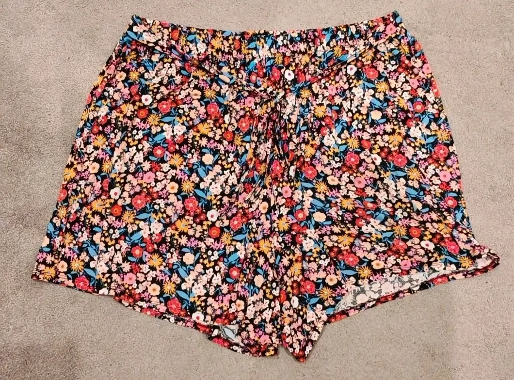 George Multicolour Ditsy Floral High-Waisted Shorts with Tie Front Size XL