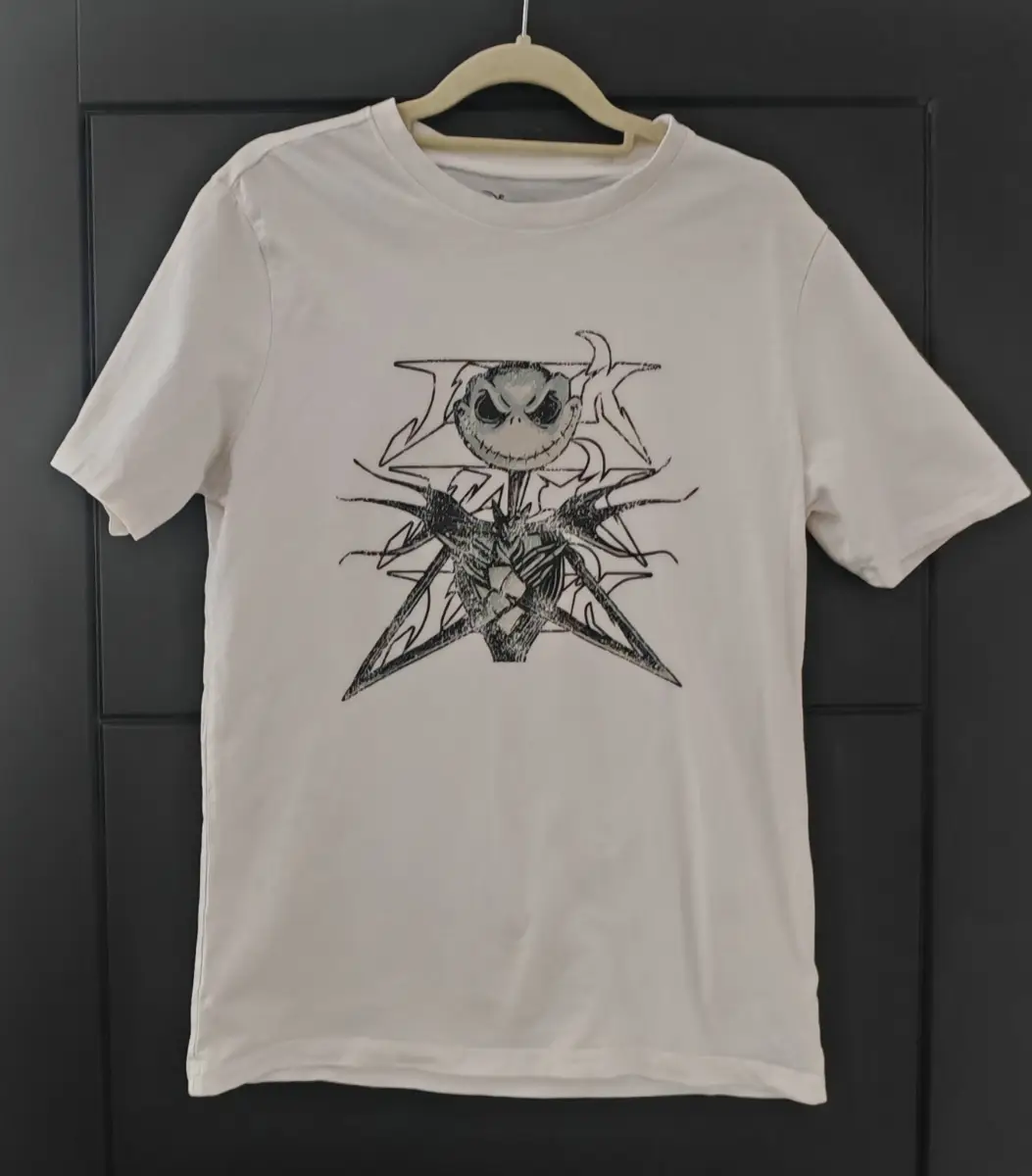 Disney Primark White Jack Skellington Gothic Pentagram Graphic T‑Shirt – Nightmare Before Christmas