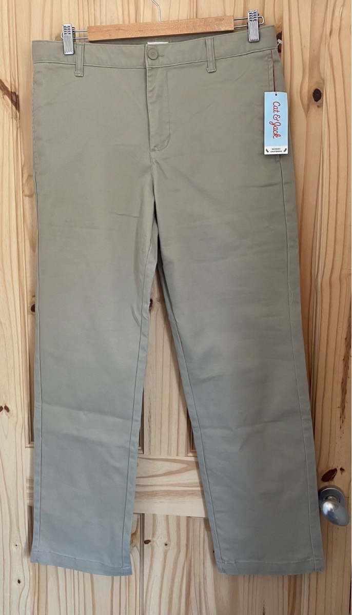 BNWT Cat & Jack boys 16 years plus Husky vintage Khaki straight chino trousers