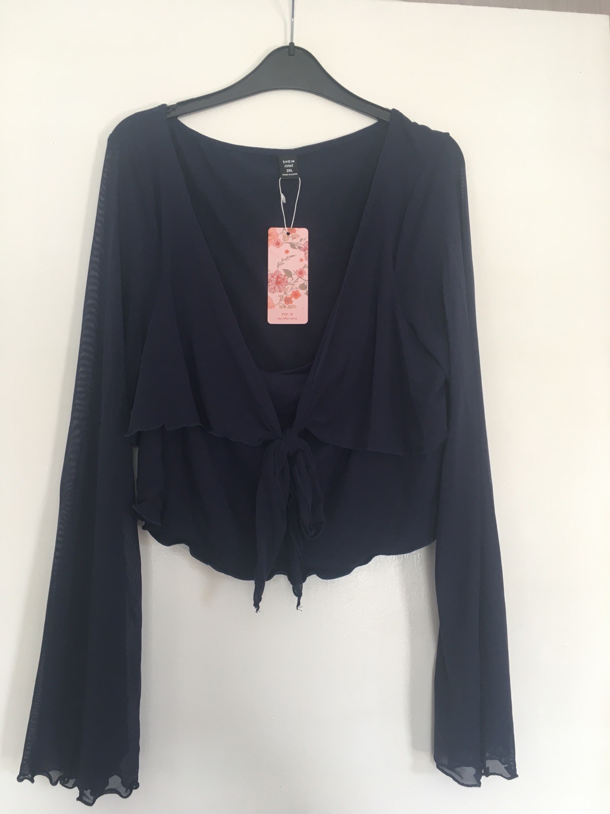 Navy tie front top