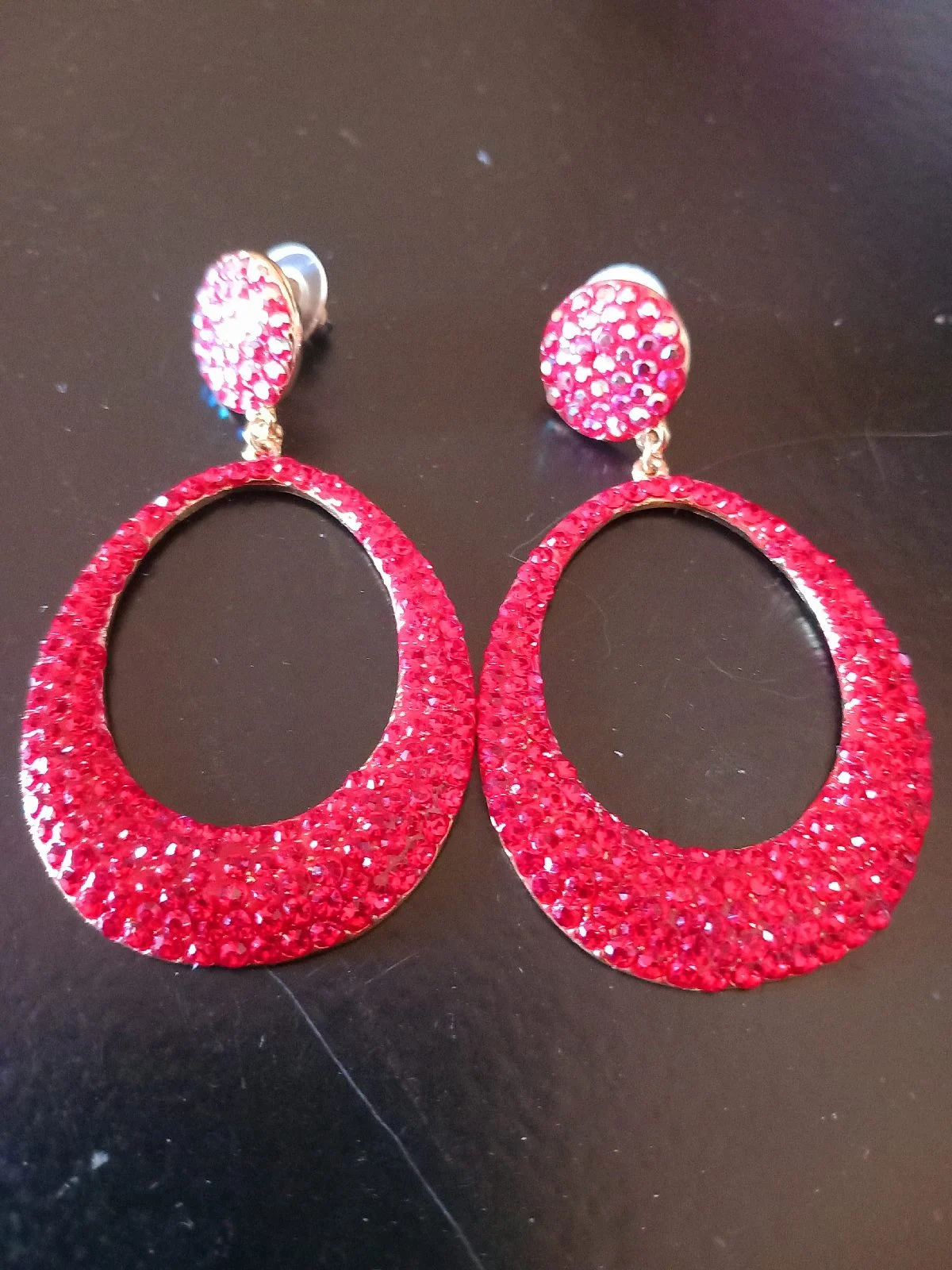 Butler and Wilson, Vibrant,  Vintage, Red Oval Hoop Earrings