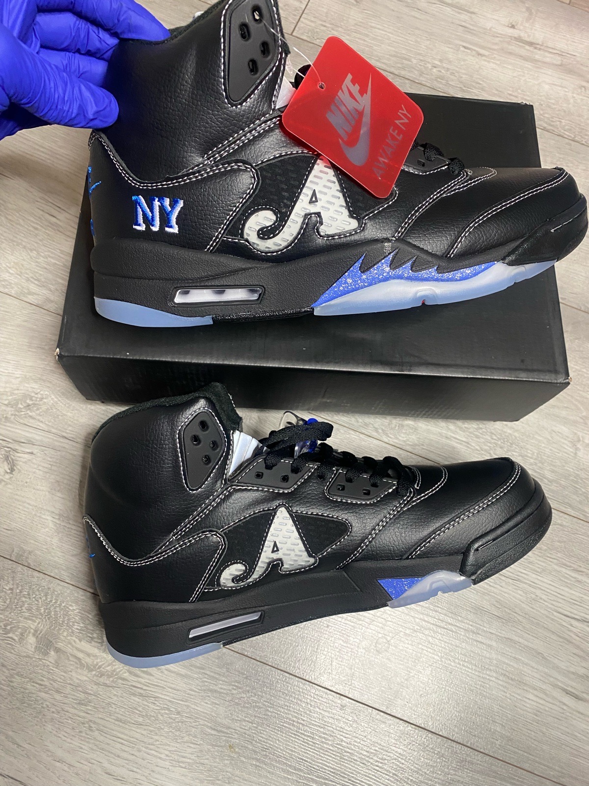 Nike NY Awake Jordan 5 Trainers Black and Blue