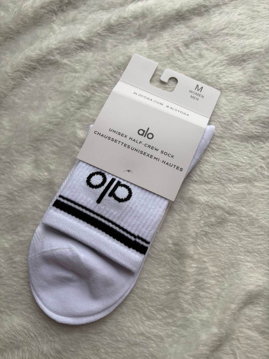 White and black alo socks