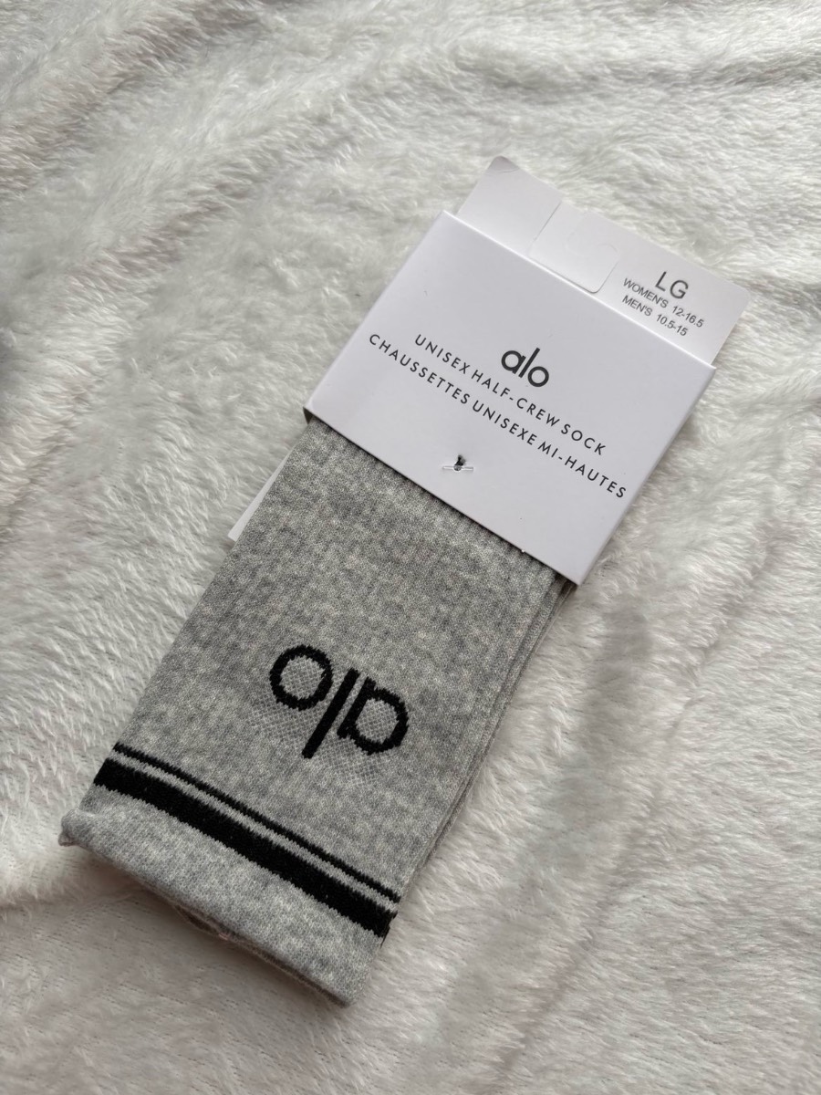 Grey and black alo socks