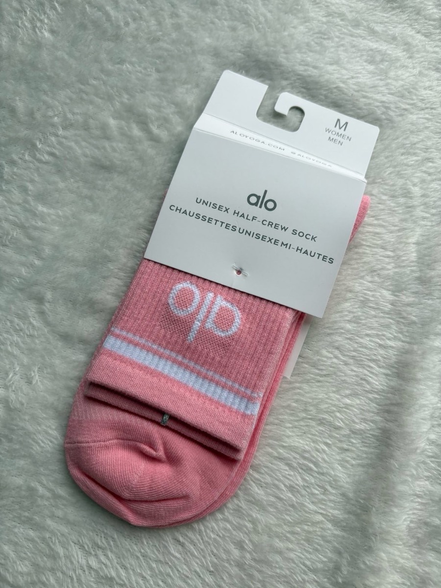 Pink and white Alo socks
