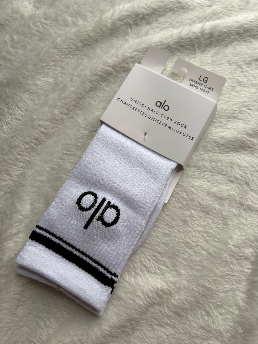 White and black alo socks