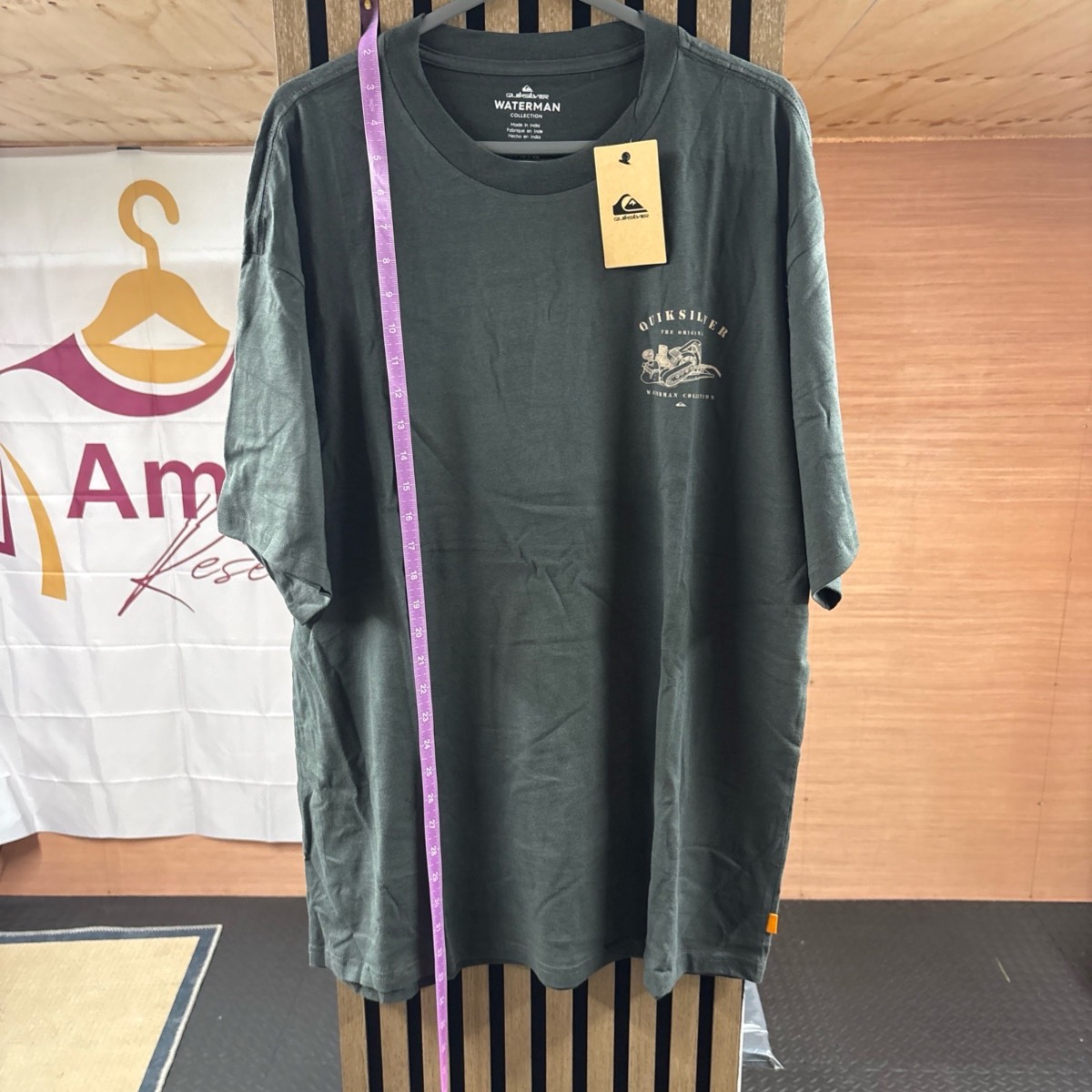 Quiksilver Waterman Grey Colorway T-Shirt With Front & Back Graphics size XL