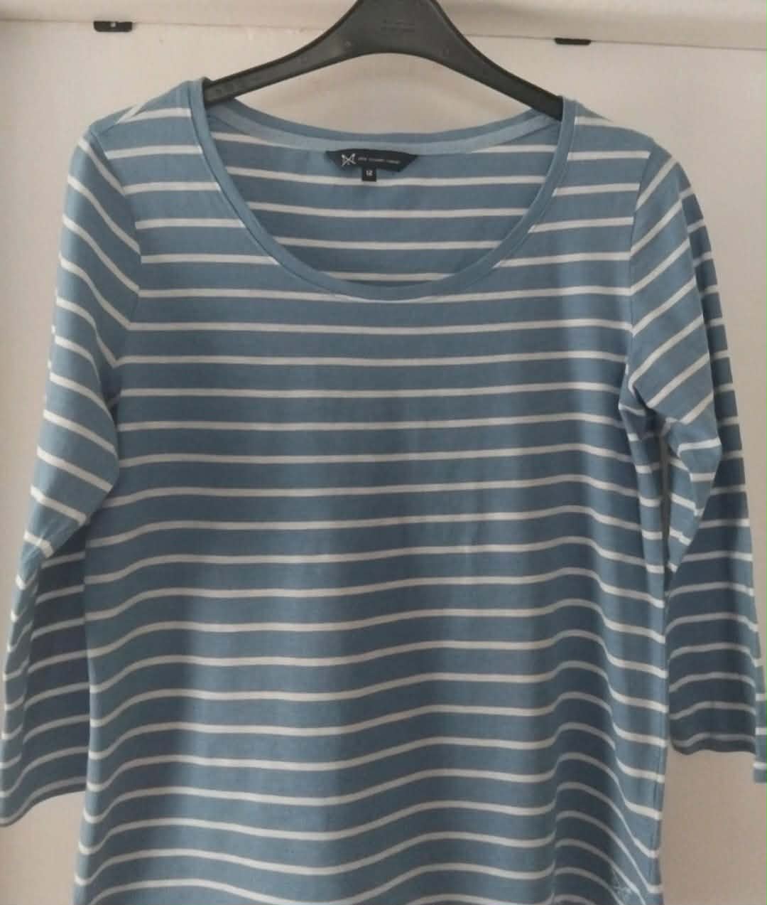 Crew clothing company ladies blue white striped tops size 12