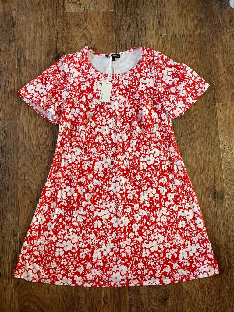 Capsule red white floral dress size uk 10 eur 38